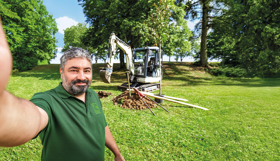 Als Landschaftsgärtner arbeitest du auch mit Bagger